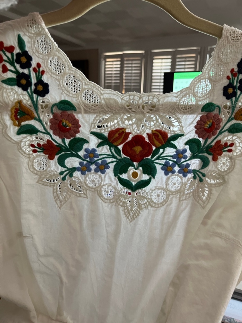 Sezane White Dress with Multicolor Floral Embroidery